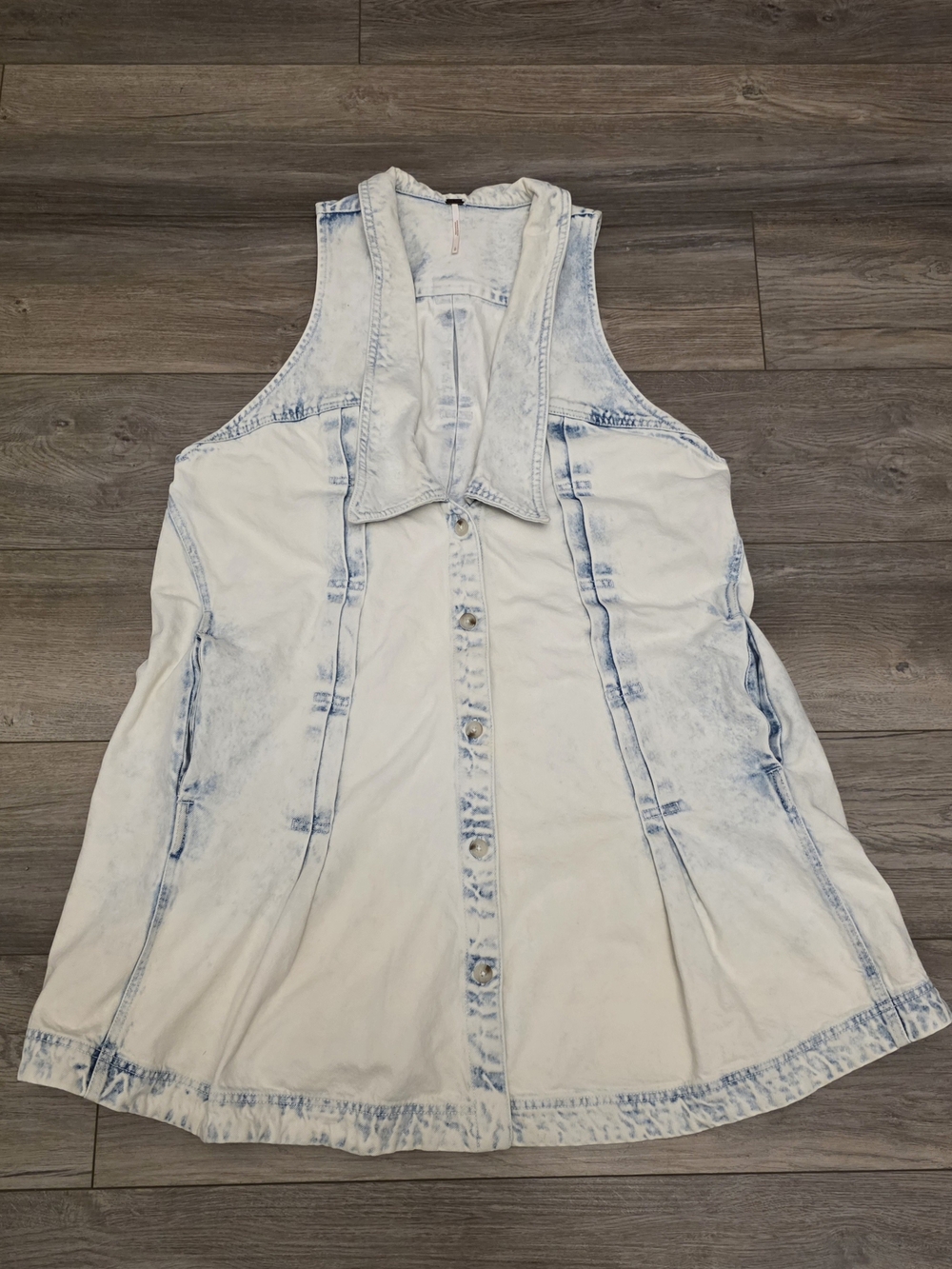 Free People Light Blue Acid-Wash Sleeveless Midi Dress